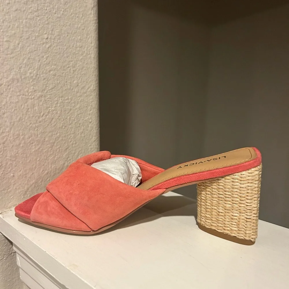 Lisa Vicky IMPRESS Platform Slide Sandals Women's 7 M Sunkissed Suede Block Heel - Picture 3 of 11